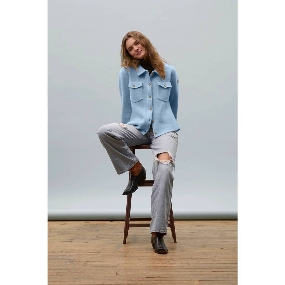 NEW POWDER PUFF COLLECTION cashmere work shirt in powder blue